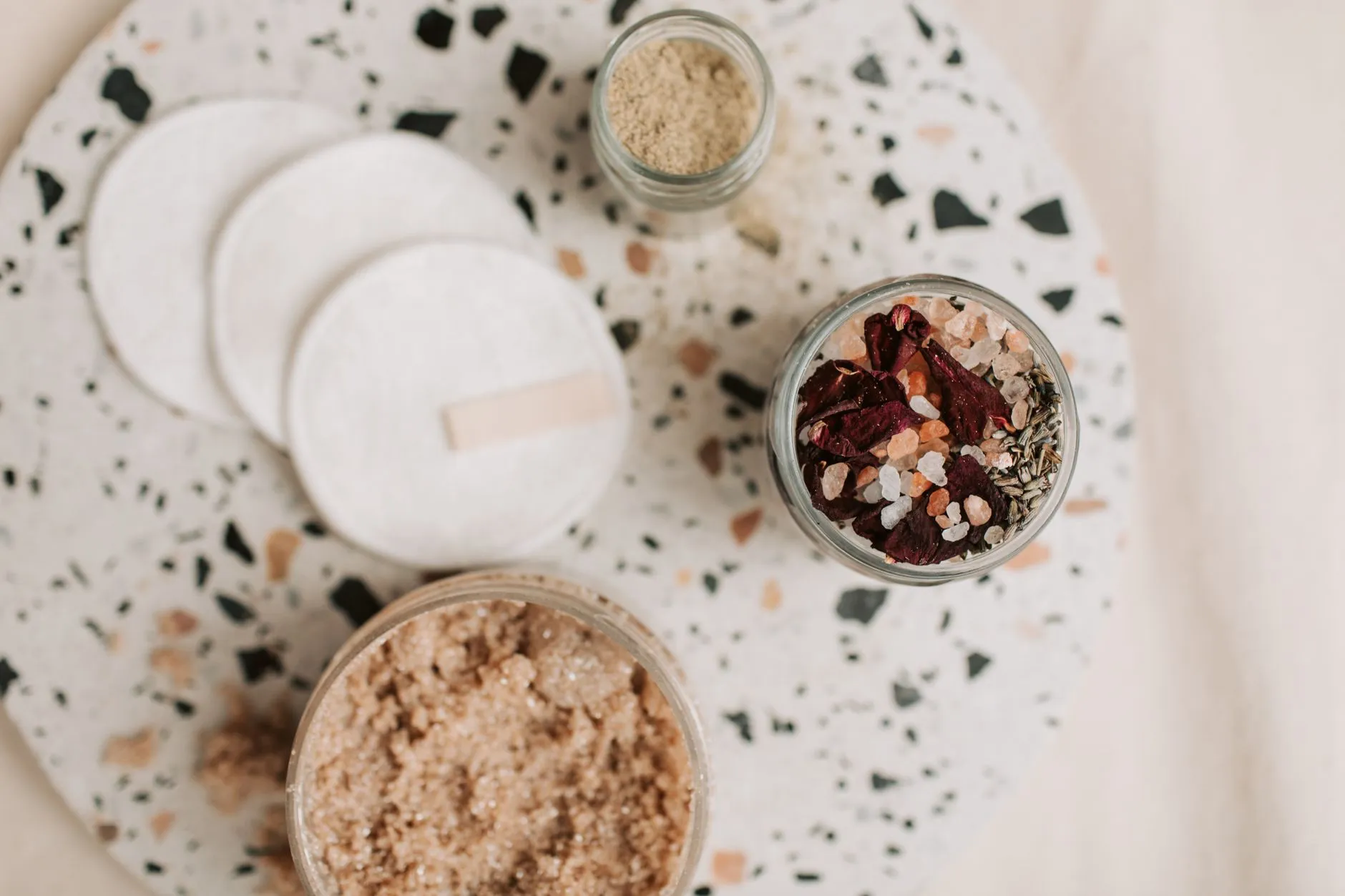 Natural skincare ingredients arranged on a clean surface