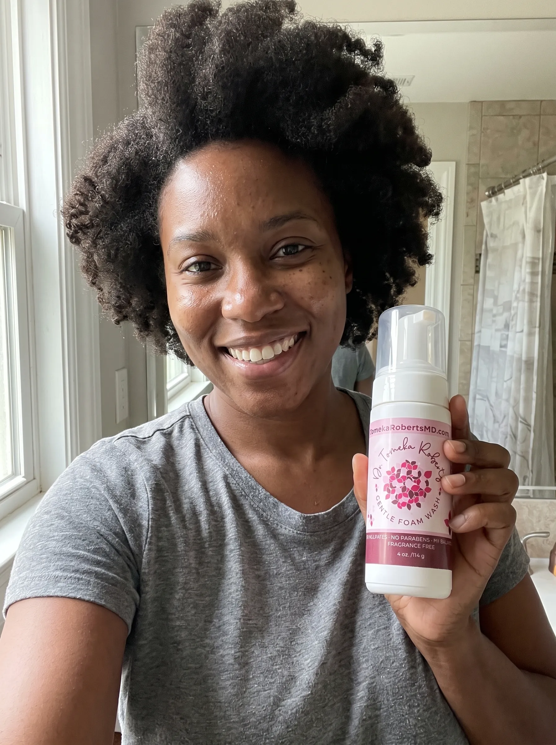 Trisha holding the Gentle Foam Wash